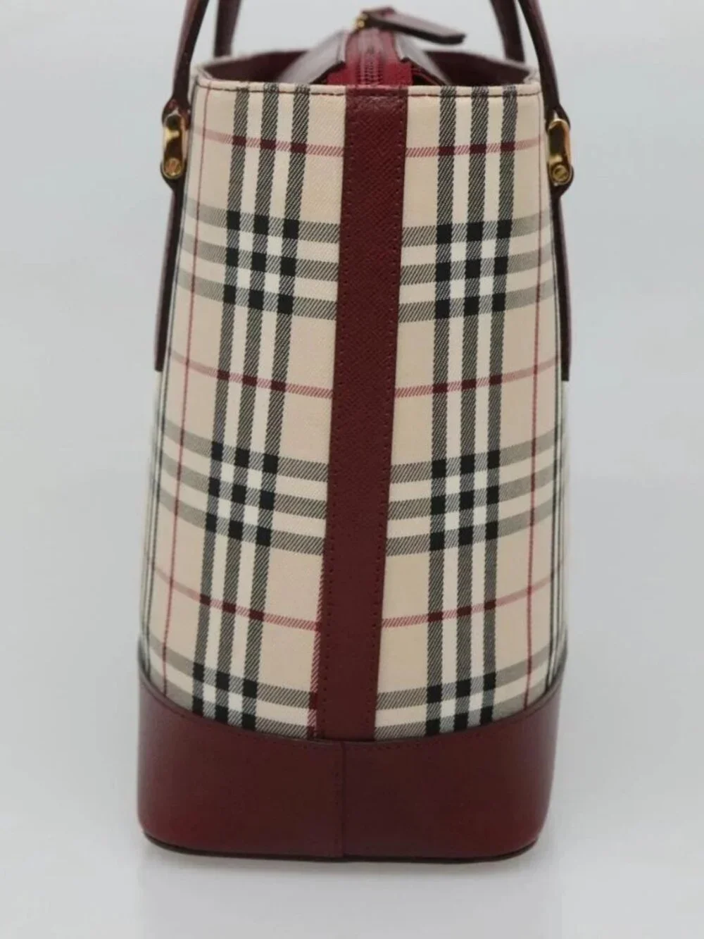 BURBERRY Nova Check Tote Bag Canvas Beige Gold Auth 118162 - Picture 4 of 14